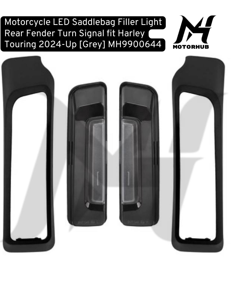 Motorcycle LED Saddlebag Filler Light Rear Fender Turn Signal fit Harley Touring 2024-Up [Grey] MH9900644