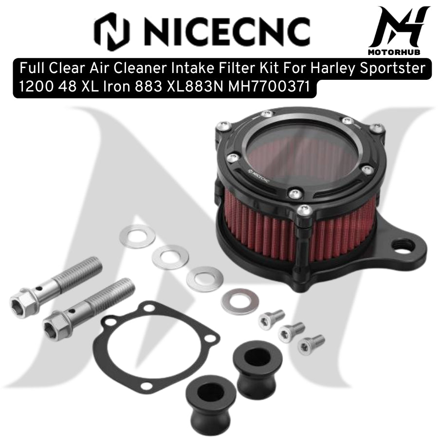 Full Clear Air Cleaner Intake Filter Kit For Harley Sportster 1200 48 XL Iron 883 XL883N Air Filter Sportster MH7700371