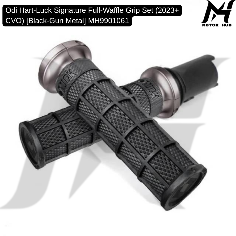 Odi Hart-Luck Signature Full-Waffle Grip Set (2023+ CVO) [Black-Gun Metal] MH9901061