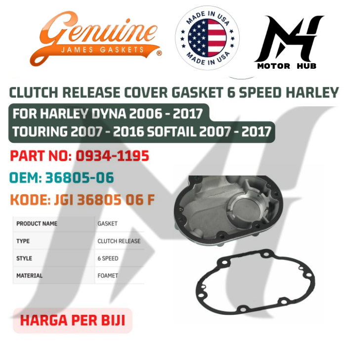 CLUTCH RELEASE COVER GASKET 6 SPEED FOR HARLEY DYNA 2006 - 2017 TOURING 2007 - 2016 SOFTAIL 2007 - 2017 0934-1195 OEM 36805-06 KODE JGI 36805 06 F
