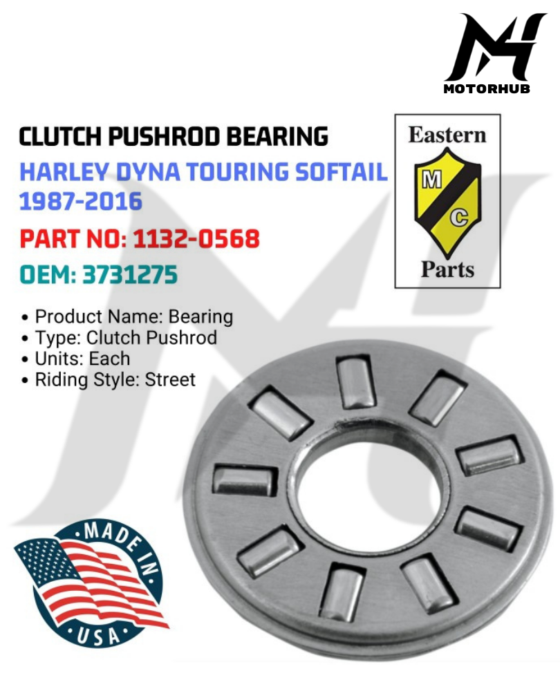 EASTERN MOTORCYCLE PARTS CLUTCH PUSHROD BEARING HARLEY DYNA TOURING SOFTAIL 87-16 1132-0568 OEM 3731275