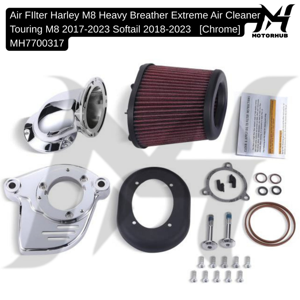 Air FIlter Harley M8 Heavy Breather Extreme Air Cleaner Touring 2017-2023 Softail 2018-2023 Air Filter Harley M8 [Chrome] MH7700317