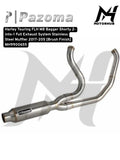 Harley Touring FLH M8 Bagger Shorty 2-into-1 Full Exhaust System Stainless Steel Muffler 2017-205 [Brush Finish] MH9900655
