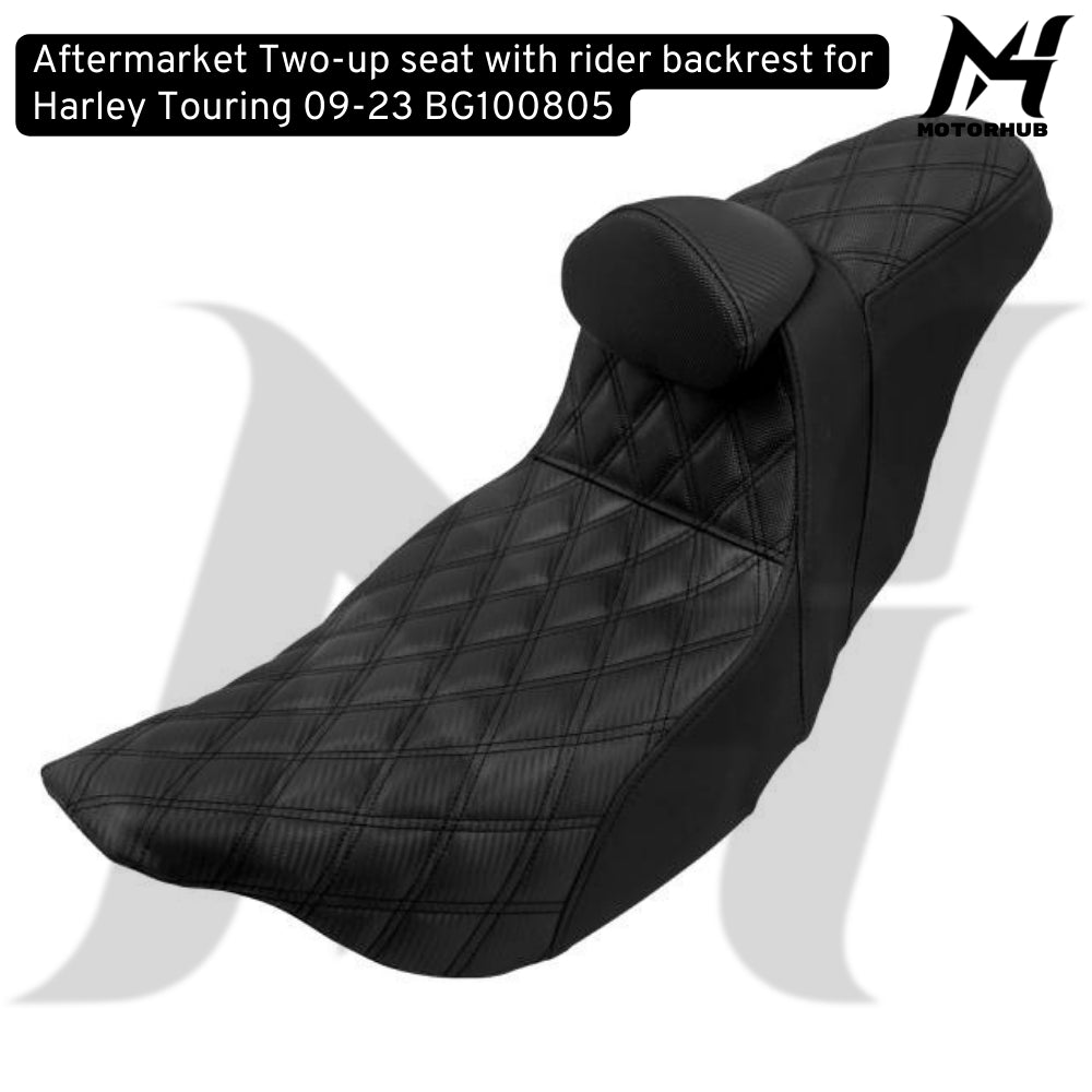 Aftermarket Two-up seat with rider backrest for Harley Steet Glide Road Glide Road King Touring 09-23 BG100805