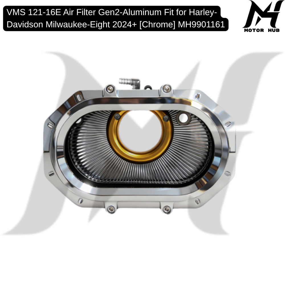 VMS 121-16E Air Filter Gen2-Aluminum Fit for Harley- Davidson Milwaukee-Eight 2024+ [Chrome] MH9901161