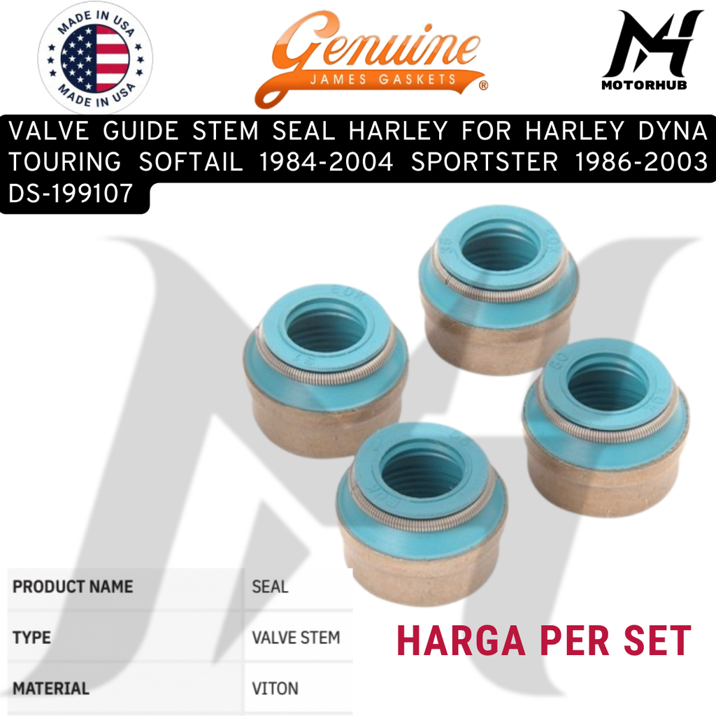 VALVE GUIDE STEM SEAL HARLEY FOR HARLEY DYNA TOURING SOFTAIL 1984-2004 SPORTSTER 1986-2003 DS-199107 OEM 1800183 1800183A 1800183B 1800183C KODE JGI 18001 83 A