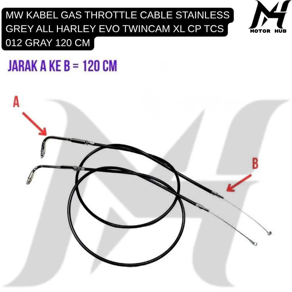 MW KABEL GAS THROTTLE CABLE STAINLESS GREY ALL HARLEY EVO TWINCAM XL CP TCS 012 GRAY 120 CM