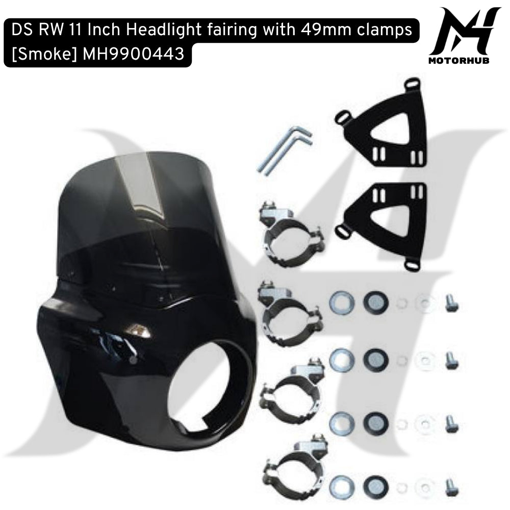 DS RW 11 Inch Headlight fairing with 49mm clamps [Smoke] Fairing Club Style Motorcycle Harley Davidson MH9900443