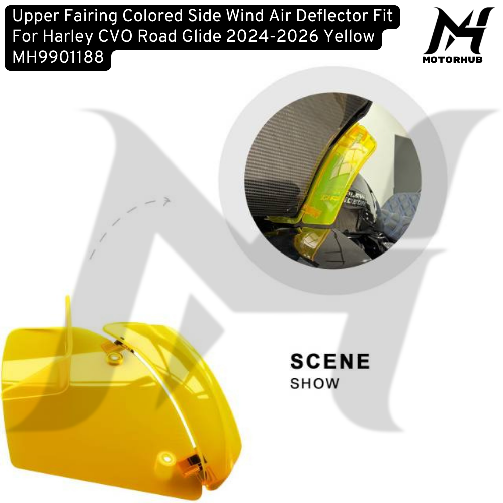 Upper Fairing Colored Side Wind Air Deflector Fit For Harley CVO Road Glide 2024-2026 Yellow MH9901188