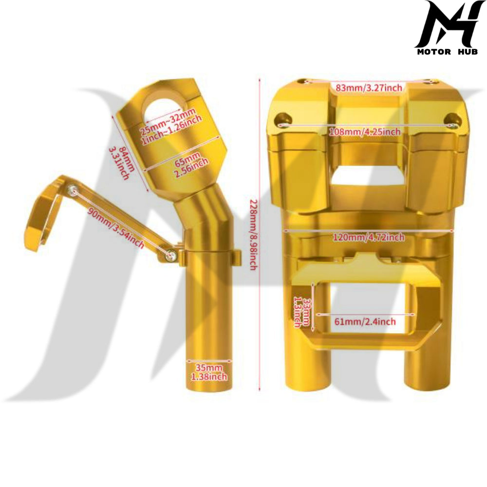 1-1/4 8Inch Handlebar Riser With Speedometer Instrument Panel For Harley Softail 18-24 [Gold] MH9900572