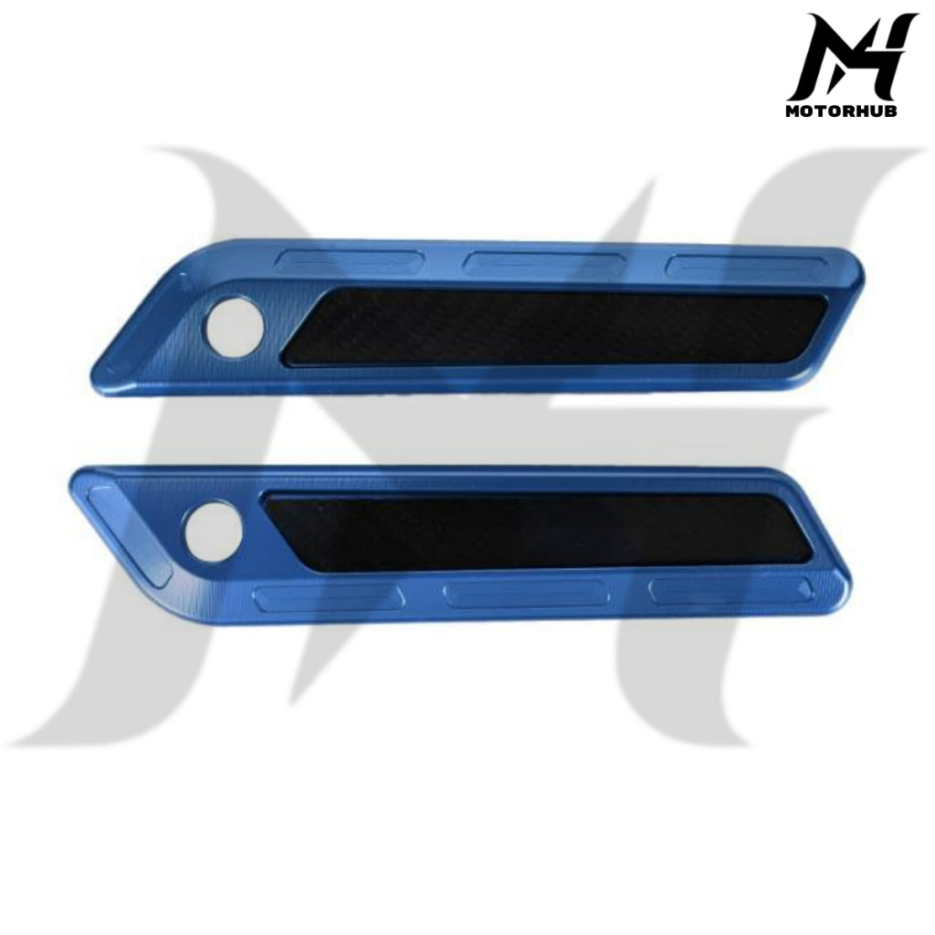 CNC Aluminum T6061 Saddlebag Hinge Latch Covers with Carbon Fiber reflector 2017-2023 [Blue] MH7700333
