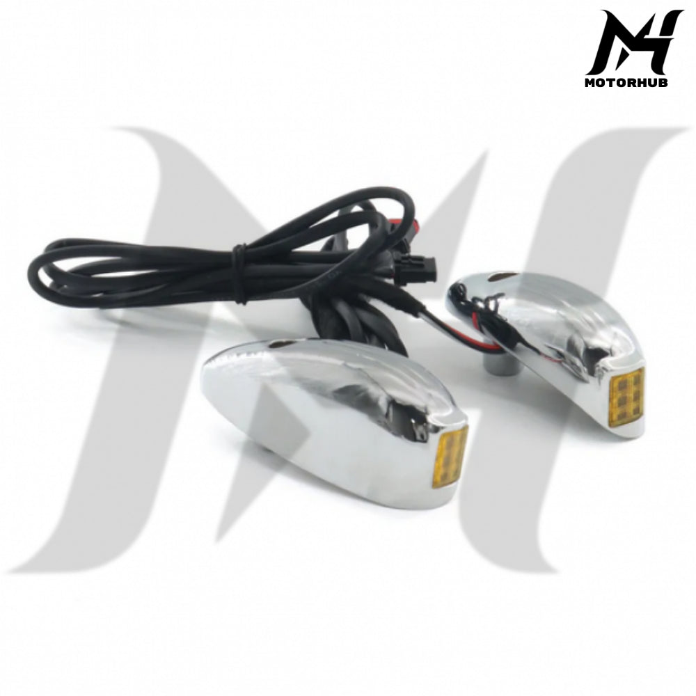 Chrome Strong Beam Front LED Turn Signals Running White & Signal Amber Road Glide Touring MH9900900