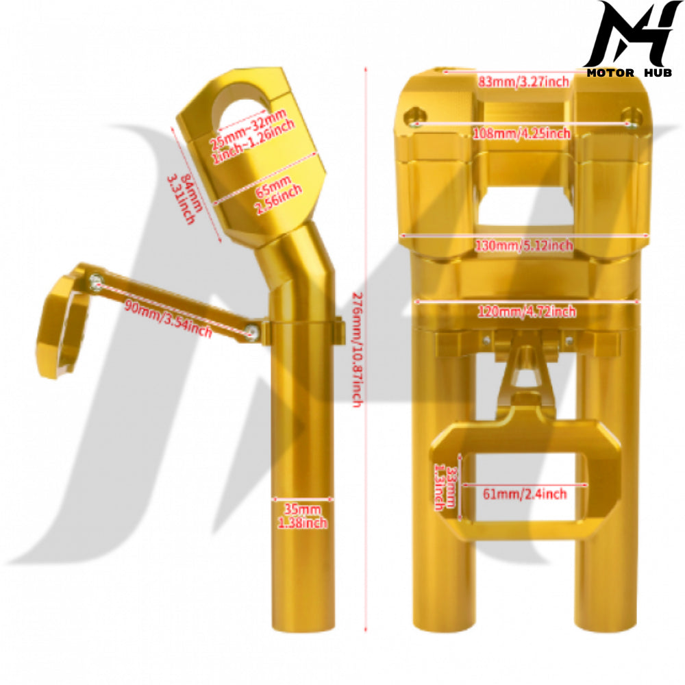 1-1/4 10 Inch Handlebar Riser With Speedometer Instrument Panel For Harley Softail 18-24 [Gold] MH9900573