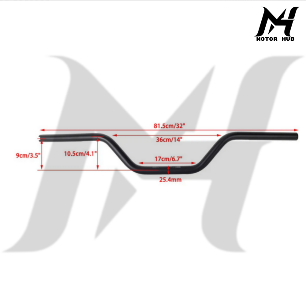 1 Inch Club Moto Style Fat Bars MX Variable Section Aluminum Conical 4″ Rise Handlebar [Black] MH9901120