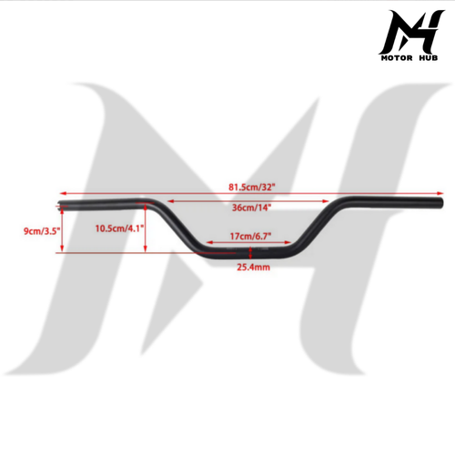 1 Inch Club Moto Style Fat Bars MX Variable Section Aluminum Conical 4″ Rise Handlebar [Black] MH9901120