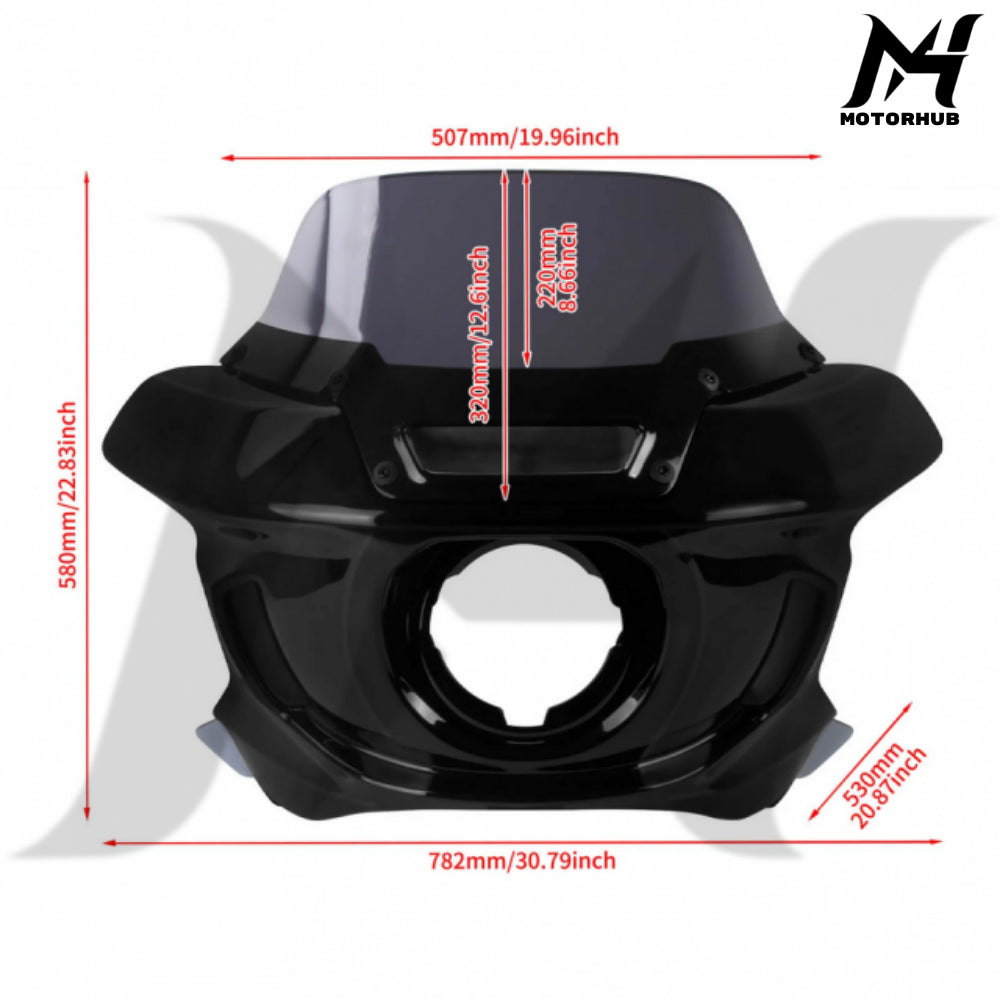 Gloss Black Front Headlight Fairing with 8” Windshield for Harley Dyna 06-17 MH9901141