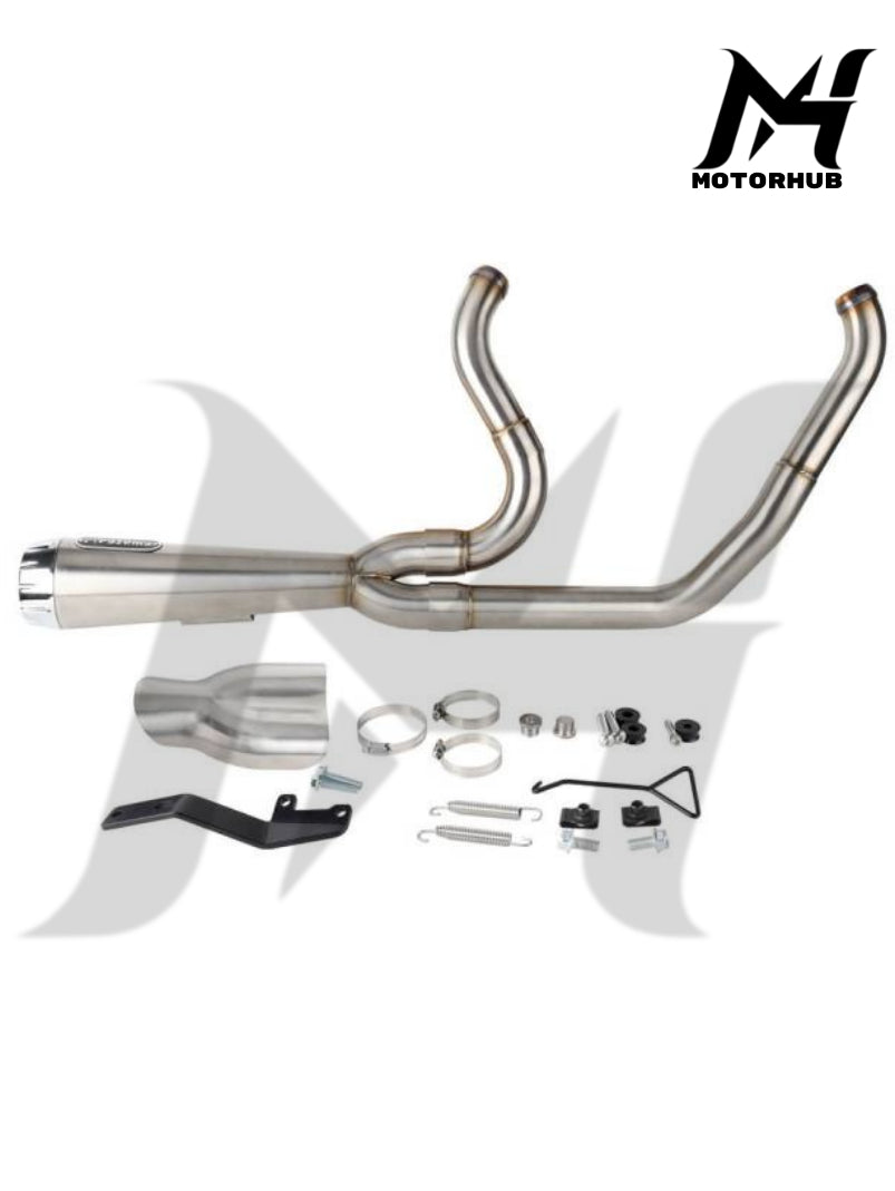 2 in 1 Softai M8 2 into-1 full Complete Exhaust system stainless steel Mufler for Harley sotail M8 2018-2025 [Brush Finish] MH9900312