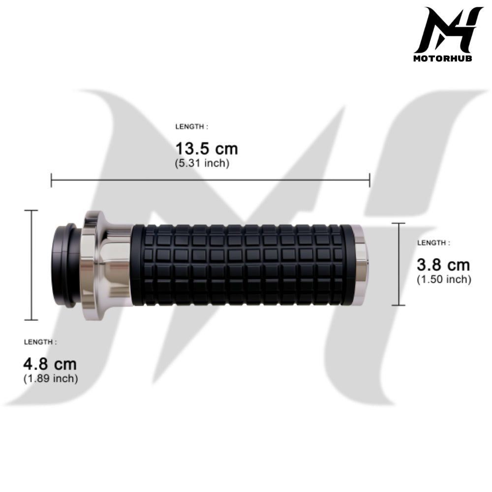 MH Style Silicone Rubber Grips with CNC Alloy Throttle By Wire [Silver] MH9901078