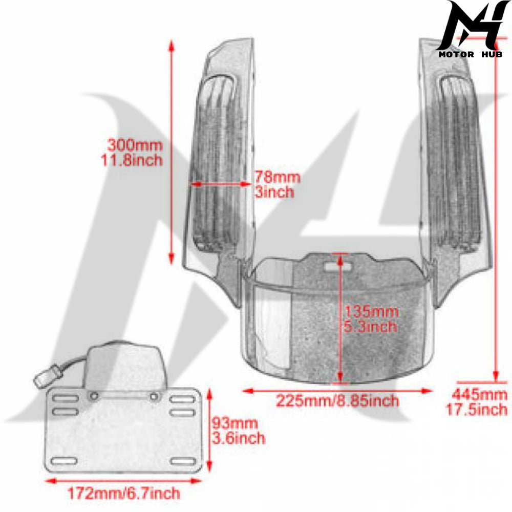 Rear Fender Fascia With LED Light for Harley Touring 2014-later [Red] MH9900264
