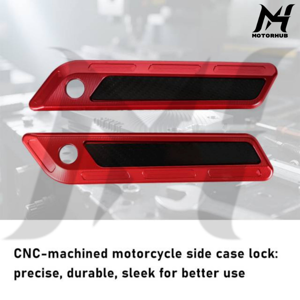 CNC Aluminum T6061 Saddlebag Hinge Latch Covers with Carbon Fiber reflector 2017-2023 [Red] MH7700331