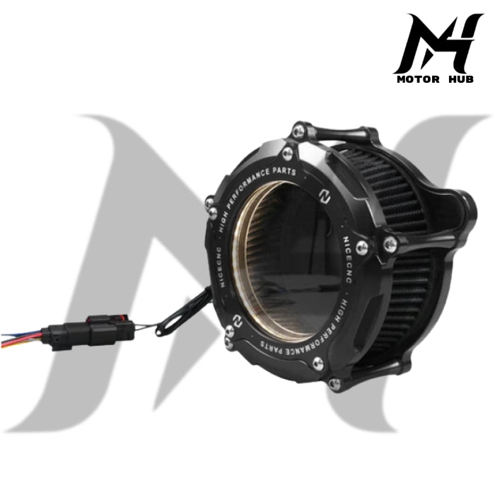 M8 Nice CNC Full Clear M8 LED Air Filter Intake Cleaner For Harley Street Glide Road King Ultra Limited MH9900279