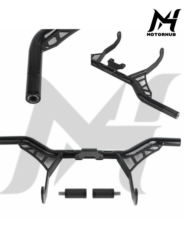 Front Highway Engine Guard Crash Bar Frame Slider Flat-Out Bar For Harley Touring Road King Road Glide Electra Street Glide FLHR FLHT 2014-24 [Black] MH9900464