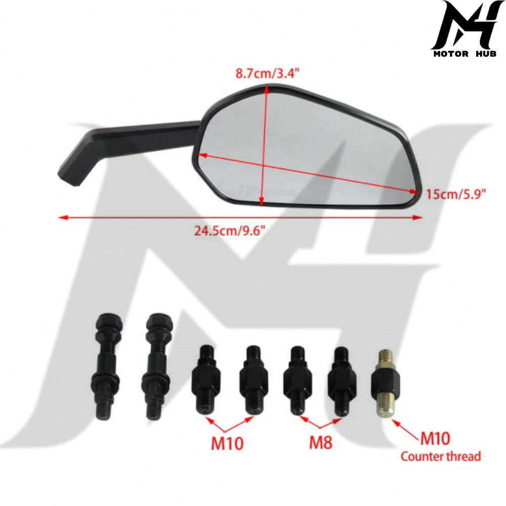 [Black] Carbon Fiber Mirrors Rearview Side Mirror For 8mm 10mm Mirror Thread MH990091