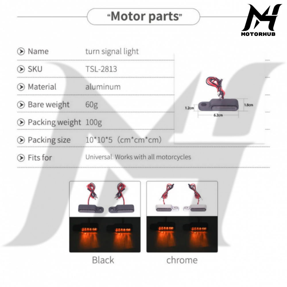 Mini LED Turn Signals Indicators Blinker Light Amber E-Mark Brake Clutch MH990090