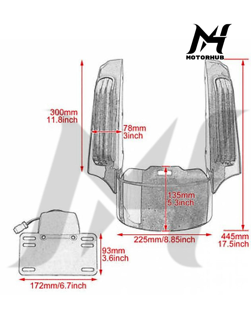 Rear Fender Fascia Road Glide Street Glide Road King With LED Light for Harley Touring Road Glide Street Glide 2014-2023 [Smoke] MH9900265