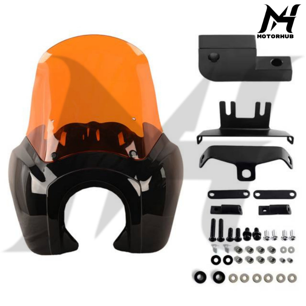 Fairing Club Style TSport Front Fairing with 15inch  Smoke Windshield for Dyna [Black-Orange] Fairing Dyna MH9900750