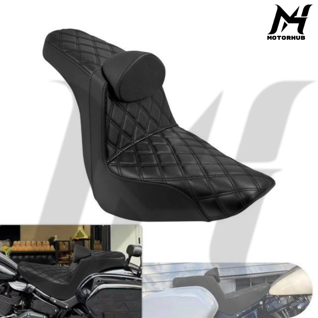 Driver Passenger Gel Seat w/ Backrest Black For Harley Low Rider FXLRST 2018-2024 MH7700383