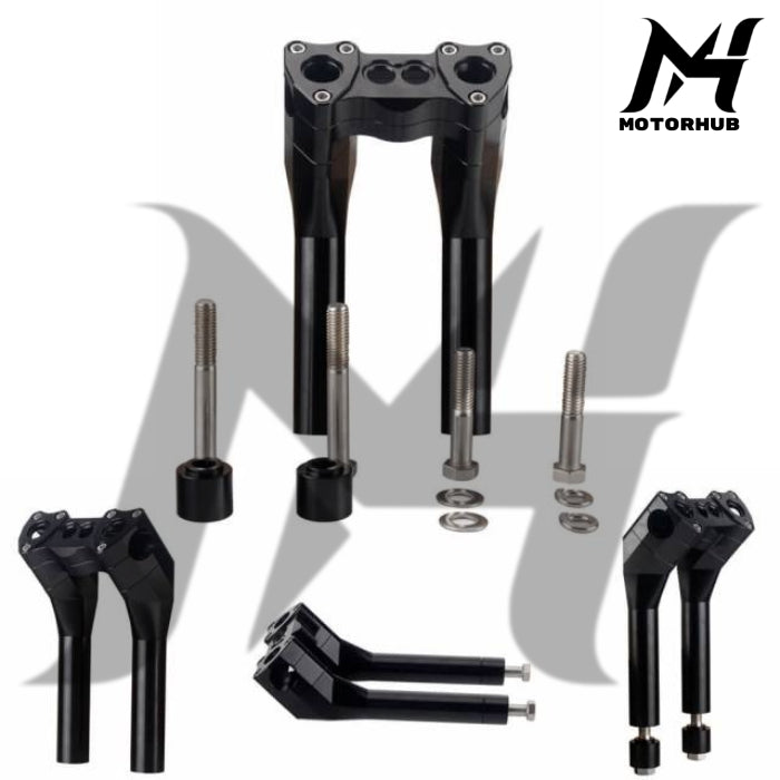 10 Inch Clamp 1-1/8 Pullback Style Modular Handlebar Risers Kit [Black] MH9900469