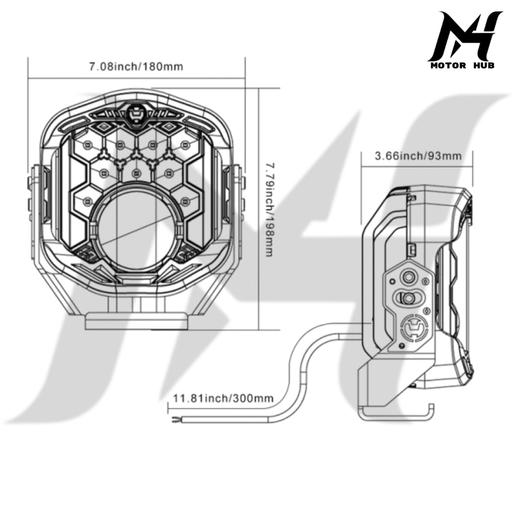 Yellow 7 Inch LED Headlights DRL Hi/Lo Beam 95W 8500LM Laser Spot Light Harley-Davidson MH9900998