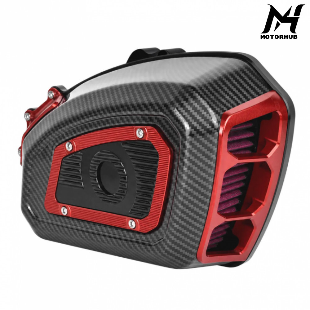 Carbon Fiber Appearance Air Cleaner Intake Filter Kit For Harley M8 Touring 2017-2023 Softail 2018-2024 Gen1 Models [Red] MH99012456