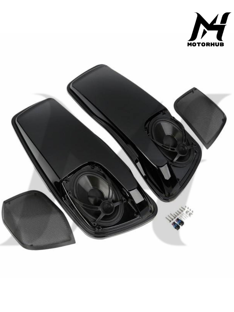 5x7 Saddlebags Lids W/ Speakers For Harley Touring Electra Street 14-23 [Black] MH9900221