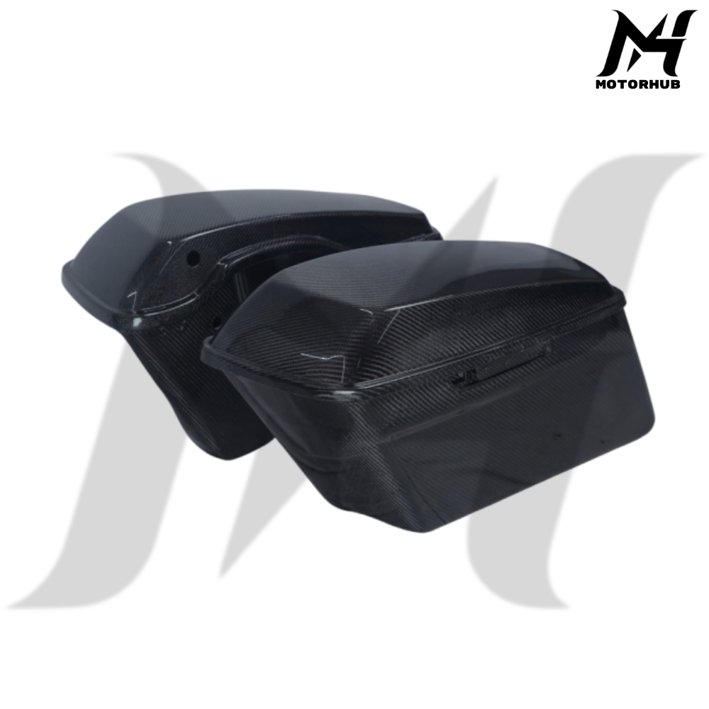 Black Carbon Fiber Saddlebag Full Set 2014-2023 Street Road Glide [Twill Glossy] BG100808
