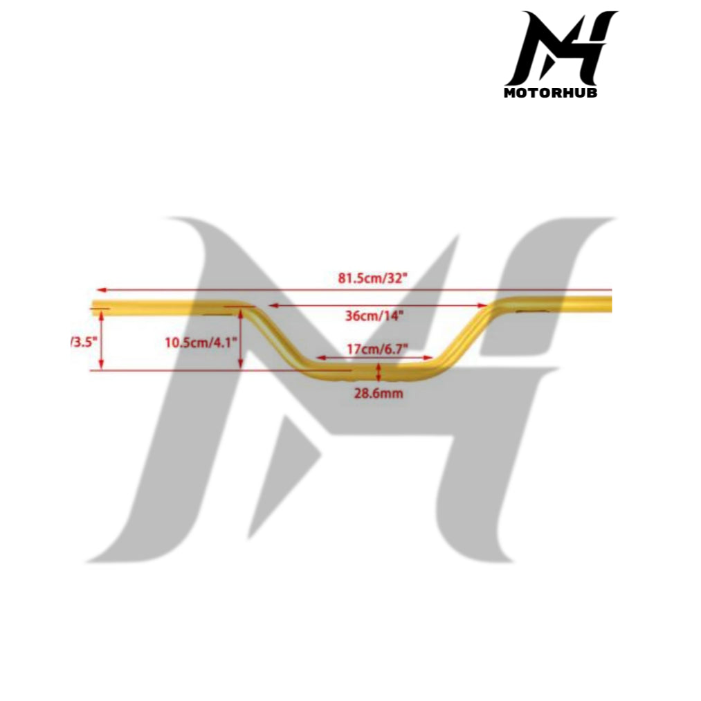 1-1/8Inch Club Moto Style Fat Bars MX Variable Section Aluminum Conical 4″ Rise Handlebar [Gold] MH9900249