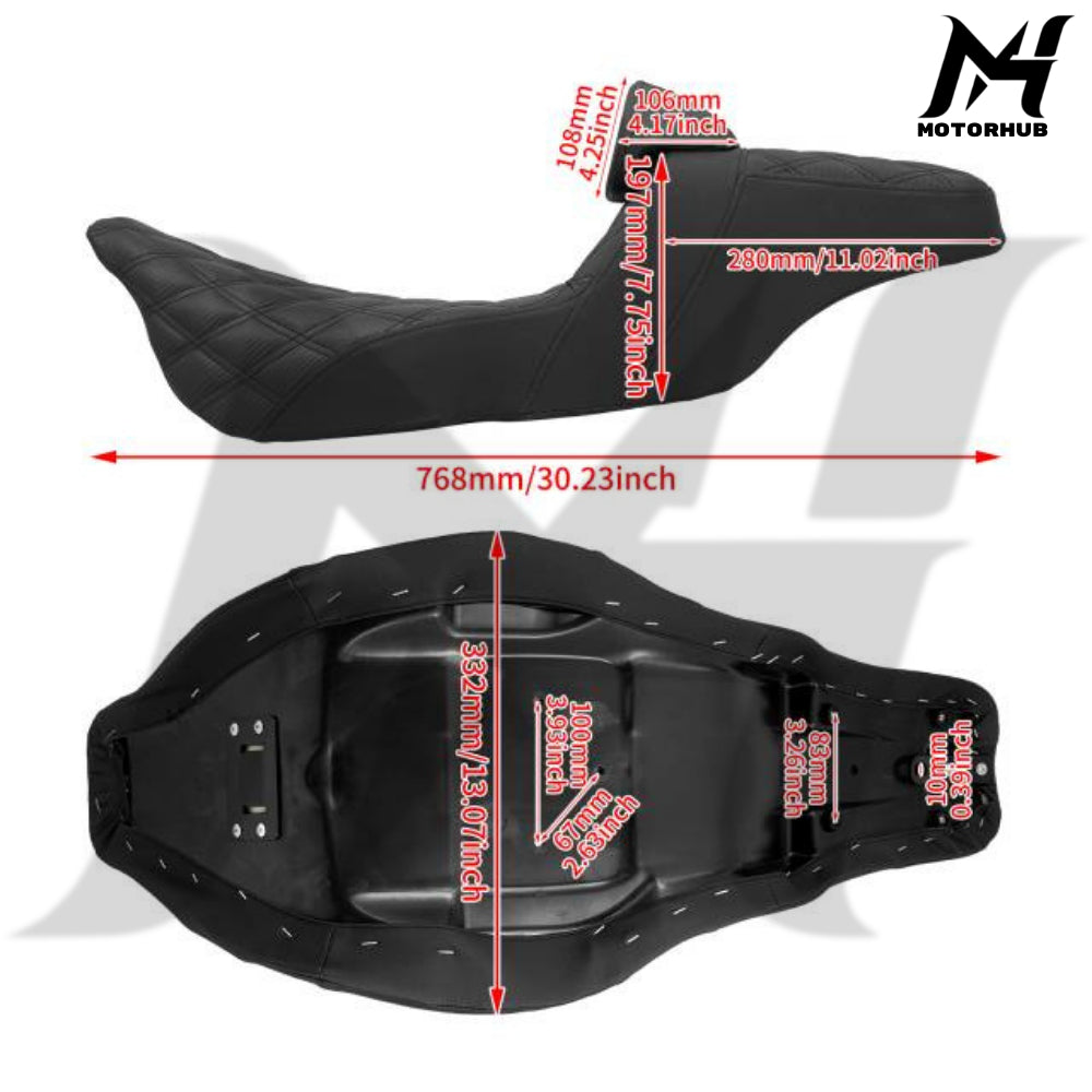 Aftermarket Two-up seat with rider backrest for Harley Steet Glide Road Glide Road King Touring 09-23 BG100805