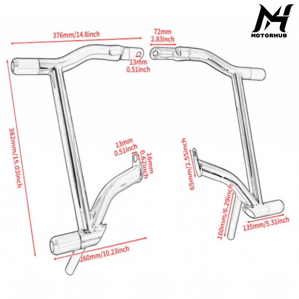 Saddlebag Rear Guard Crash Bars Harley Touring Road Glide 2009-2024 BG100699