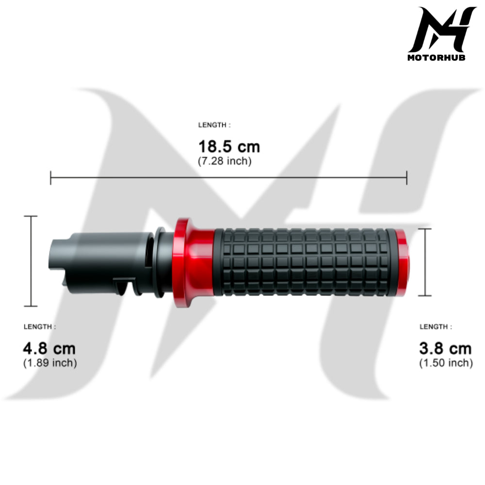 MH Style Silicone Rubber Grips with CNC Alloy Touring 2023+ Throttle By Wire [Red] MH9901086