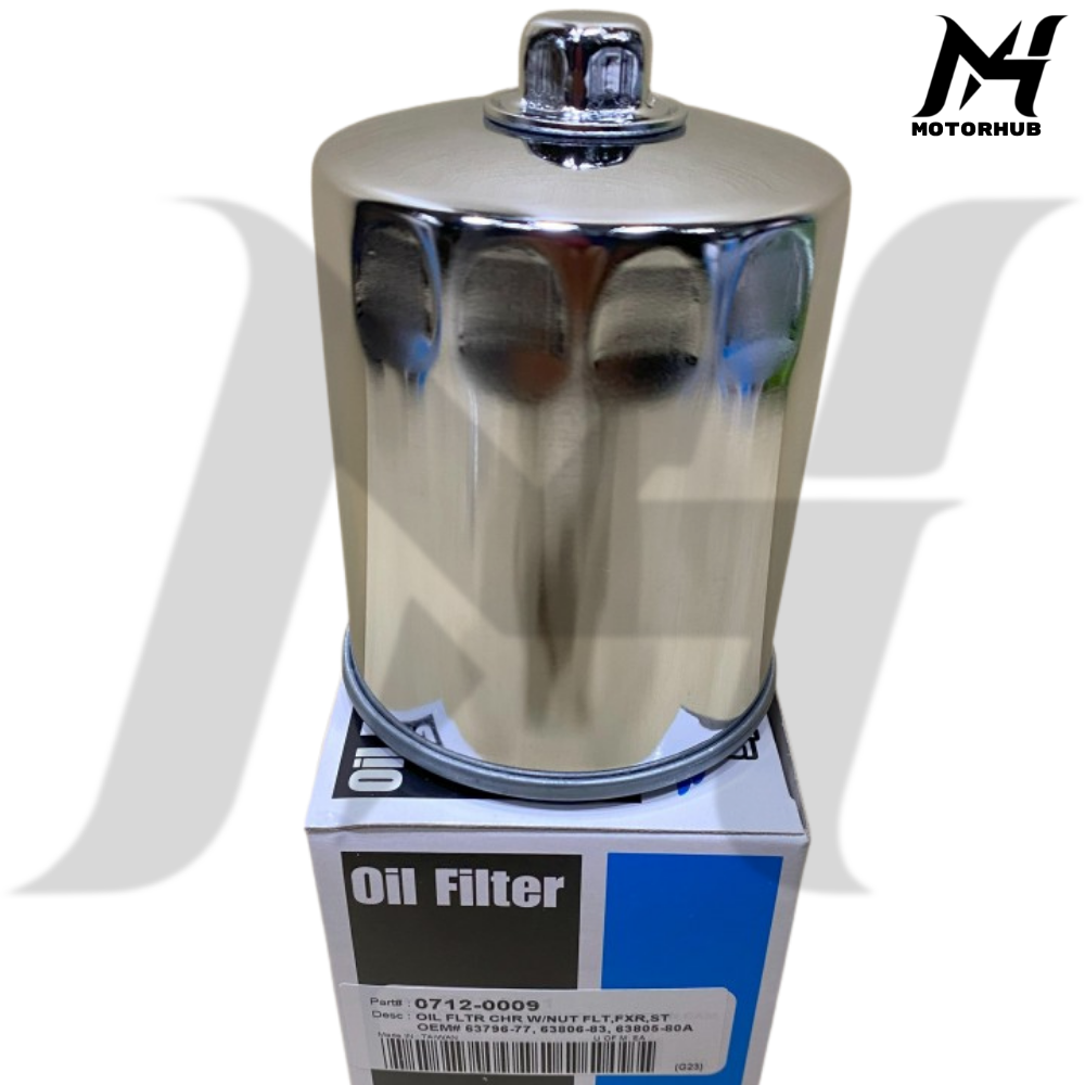 FILTER OLI HARLEY CHROME + NUT BIG TWIN EVO & SPORTSTER FOR HARLEY EVO 1984-1998 SPORTSTER 1986-2022 0712-0009 oem 6379677A 6380580A 6380683
