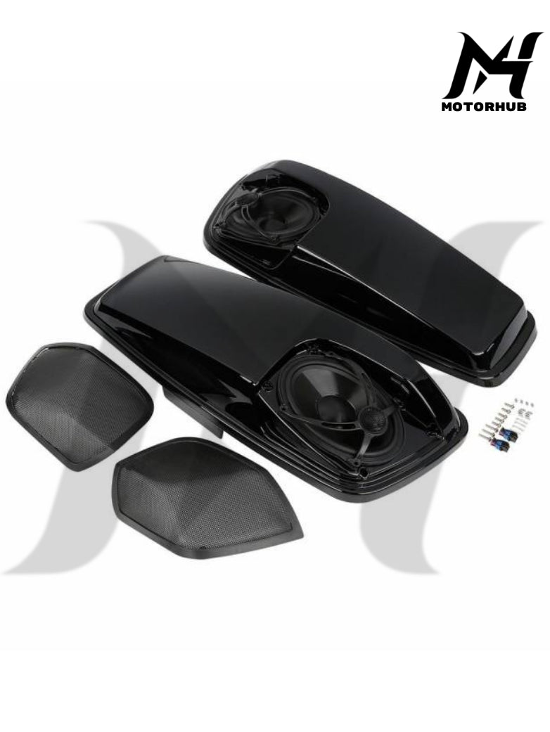5x7 Saddlebags Lids W/ Speakers For Harley Touring Electra Street 14-23 [Black] MH9900221