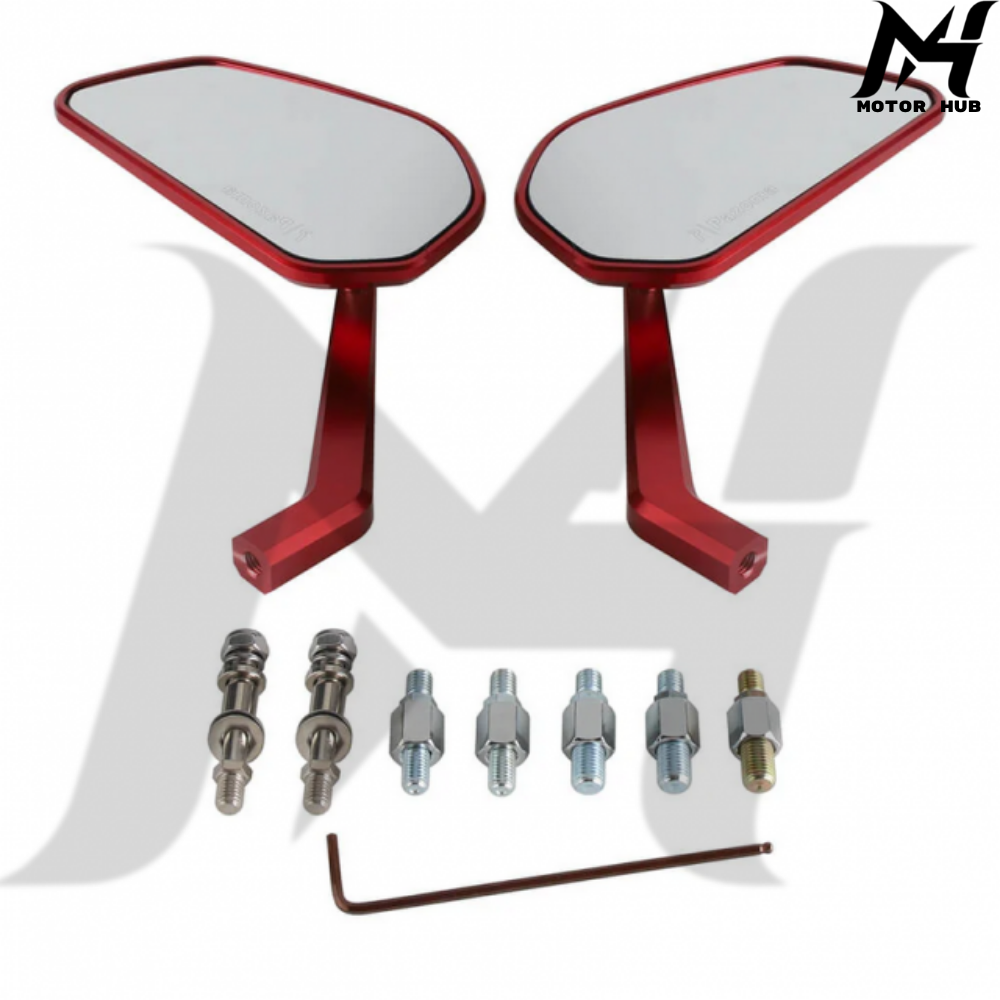 [Red] Carbon Fiber Mirrors Rearview Side Mirror For 8mm 10mm Mirror Thread MH990093