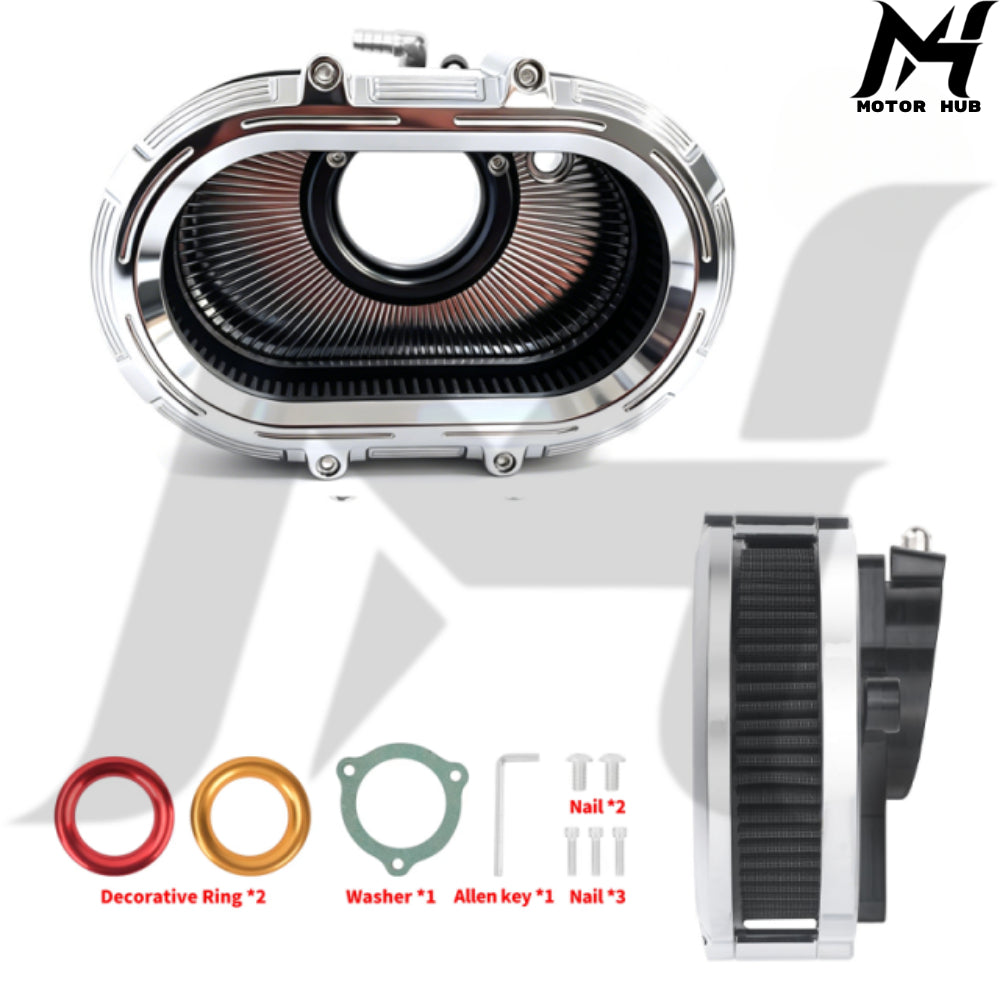 VMS 121-17D Gen 1 Air Filter-Aluminum Fit for Harley-Davidson Milwaukee-Eight 2017-2023 [Chrome] MH9901170
