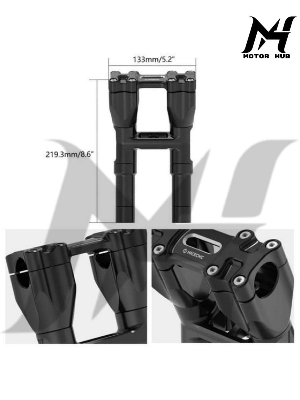 Riser NICE CNC 8inch clamp 1-1/8 Inch Modular Kickback Isolated Handlebar Riser 8 Inch Backward 1.5 [Black] MH9900653