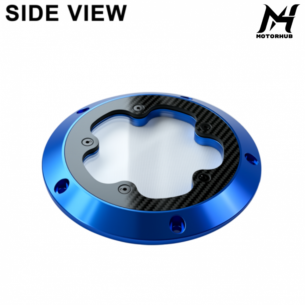 Aluminum Visible Derby Cover with Carbon Fiber Harley Davidson M8 Touring 2017-2026 Solftail 2018-2026 [Blue]  MH99012500