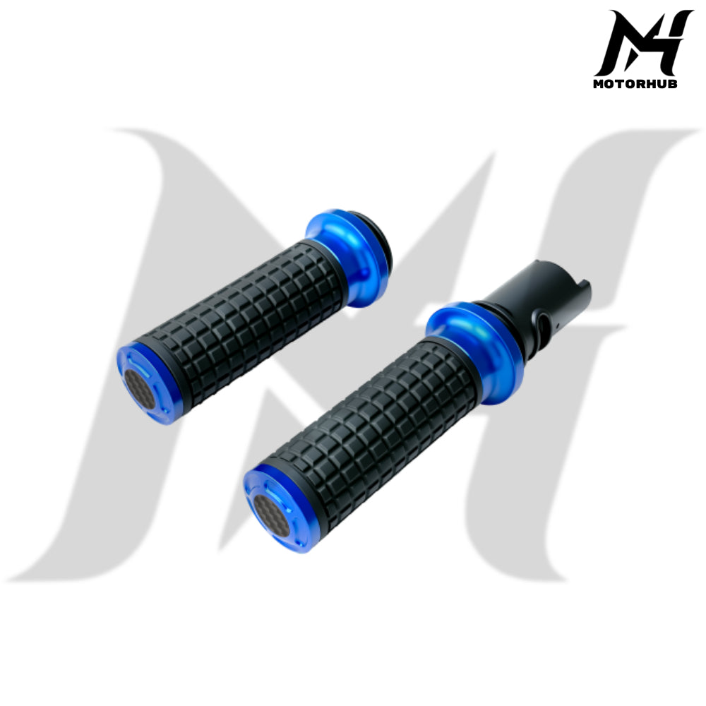 MH Style Silicone Rubber Grips with CNC Alloy Touring 2023+ Throttle By Wire [Blue] MH9901088