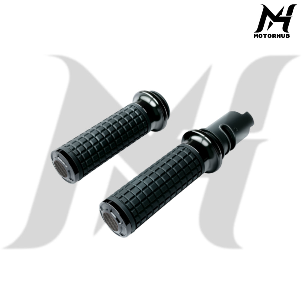 MH Style Silicone Rubber Grips with CNC Alloy Touring 2023+ Throttle By Wire [Black] MH9901084