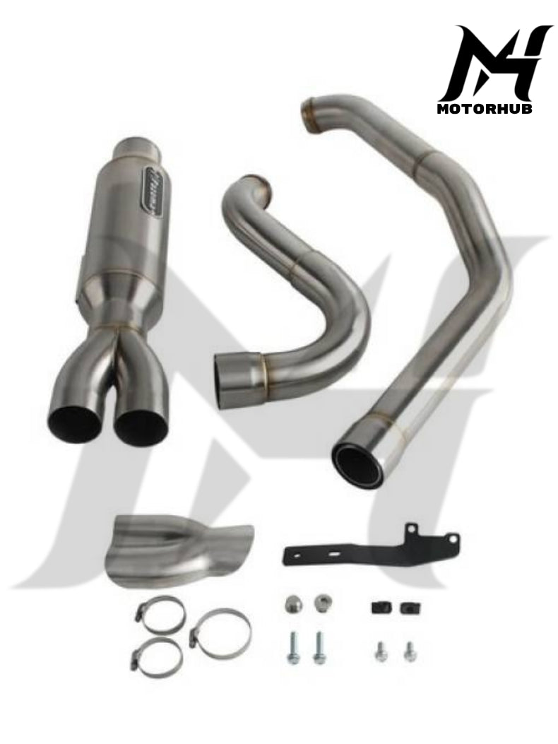 Harley Touring FLH M8 Bagger Shorty 2-into-1 Full Exhaust System Stainless Steel Muffler 2017-205 [Brush Finish] MH9900655