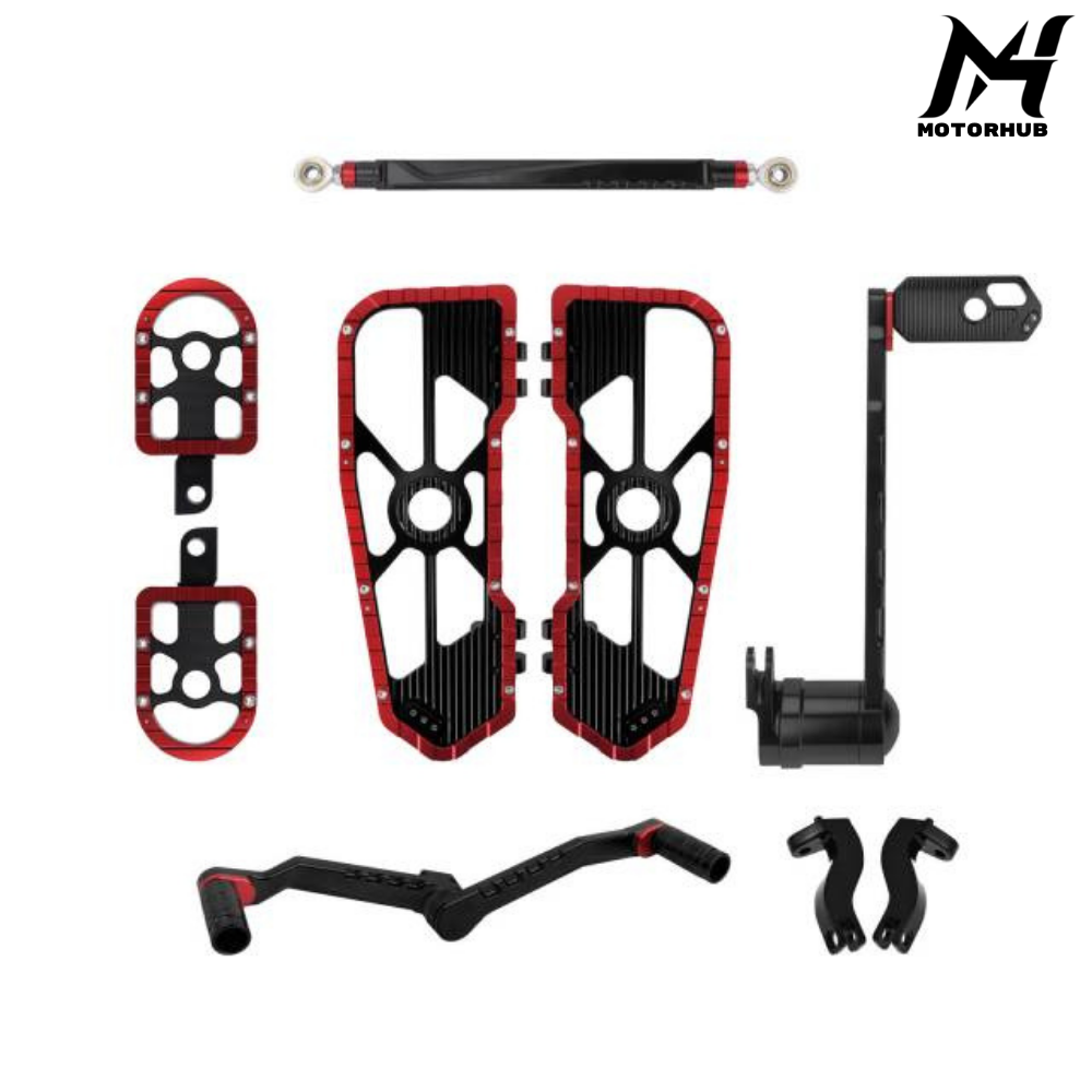 Rebusin Passenger Floorboard Shifter Brake Pedal Levers Set for Harley Touring 2014-2026 [Red] MH99012484